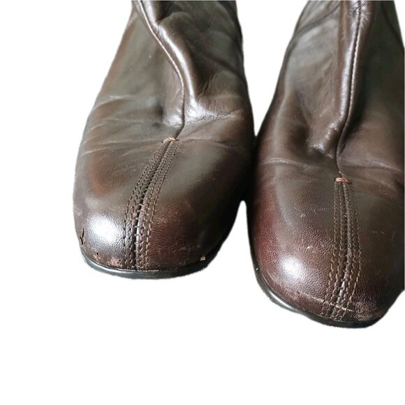 Munro American Womems 8.5 Chocolate Brown Leather Ankle Boots Comfurt Preppy - Picture 2 of 6